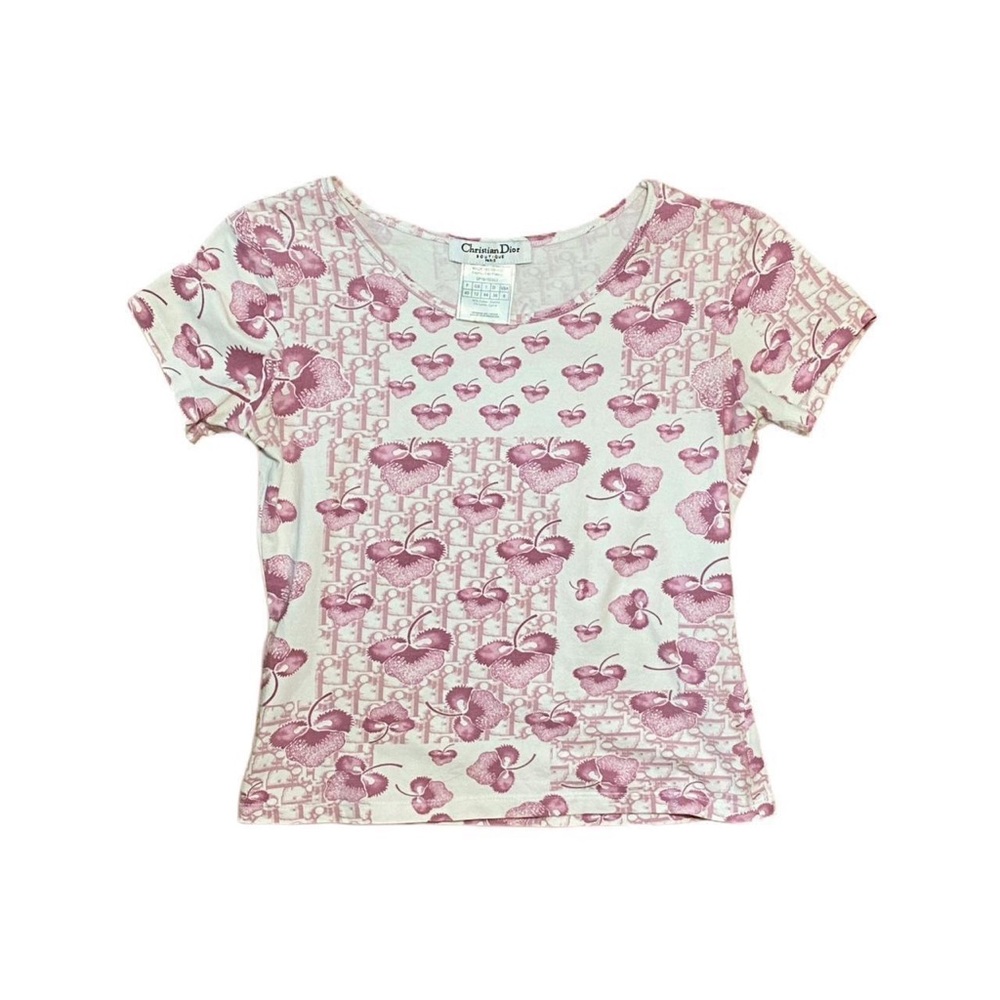 vintage dior pink trotter cherry blossom t shirt ♡